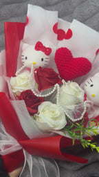 AMOUR ETERNEL - Bouquets figurines, coeur en crochet et fleurs artificielles